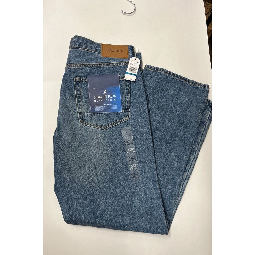 Nautica denim jeans for men Sz 36/34 Real denim athletic loose NWT